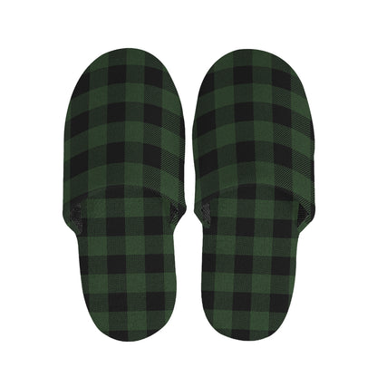 Green And Black Buffalo Plaid Print Slippers