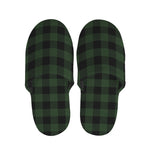 Green And Black Buffalo Plaid Print Slippers