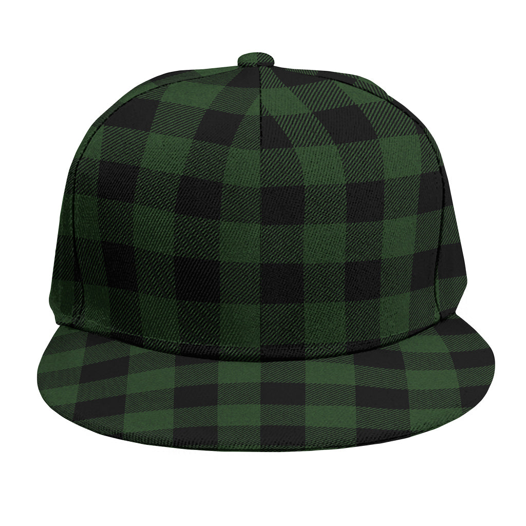 Green And Black Buffalo Plaid Print Snapback Cap