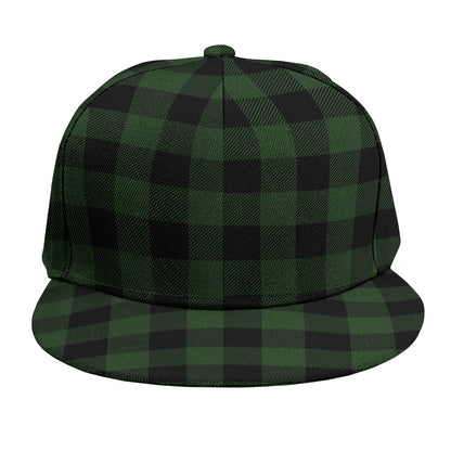 Green And Black Buffalo Plaid Print Snapback Cap