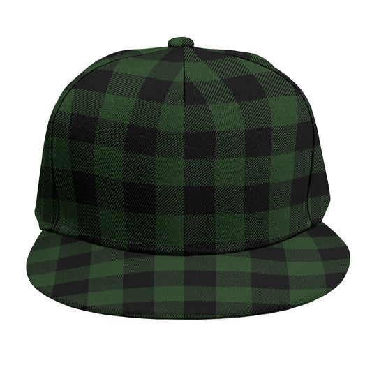 Green And Black Buffalo Plaid Print Snapback Cap