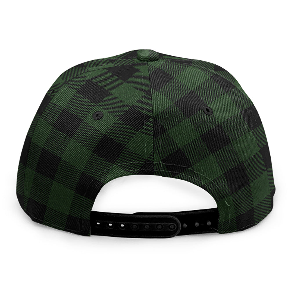 Green And Black Buffalo Plaid Print Snapback Cap