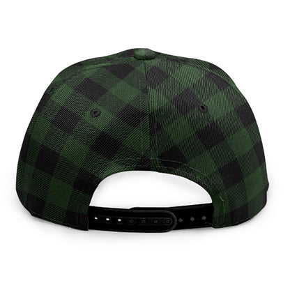 Green And Black Buffalo Plaid Print Snapback Cap