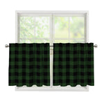 Green And Black Buffalo Plaid Print Tier Curtains
