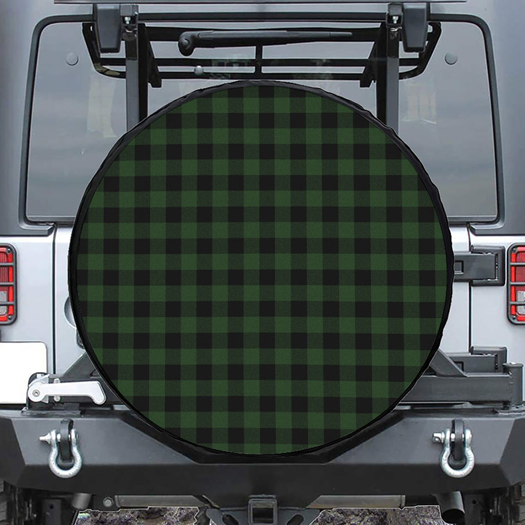 Green And Black Buffalo Plaid Print Tire Cover