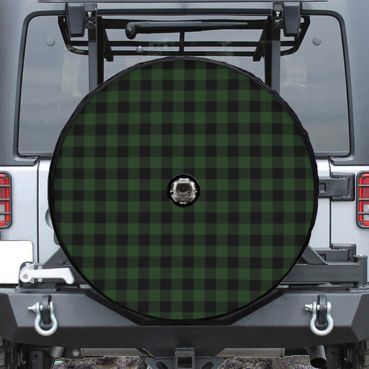 Green And Black Buffalo Plaid Print Tire Cover With Camera Hole