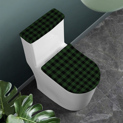 Green And Black Buffalo Plaid Print Toilet Lid And Tank Cover Set