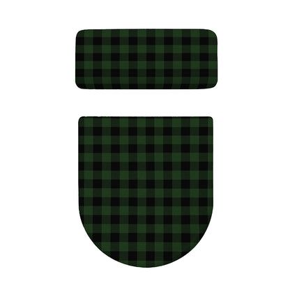 Green And Black Buffalo Plaid Print Toilet Lid And Tank Cover Set