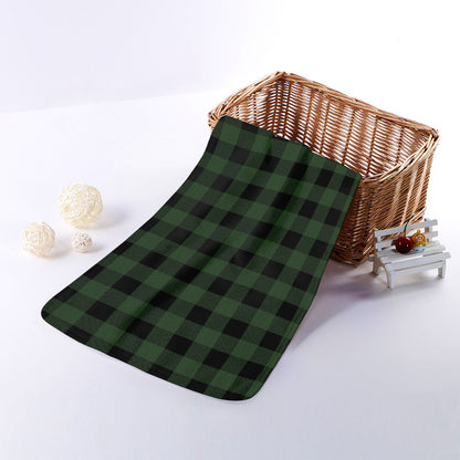 Green And Black Buffalo Plaid Print Towel