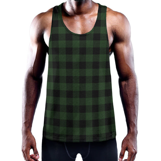 Green And Black Buffalo Plaid Print Training Tank Top
