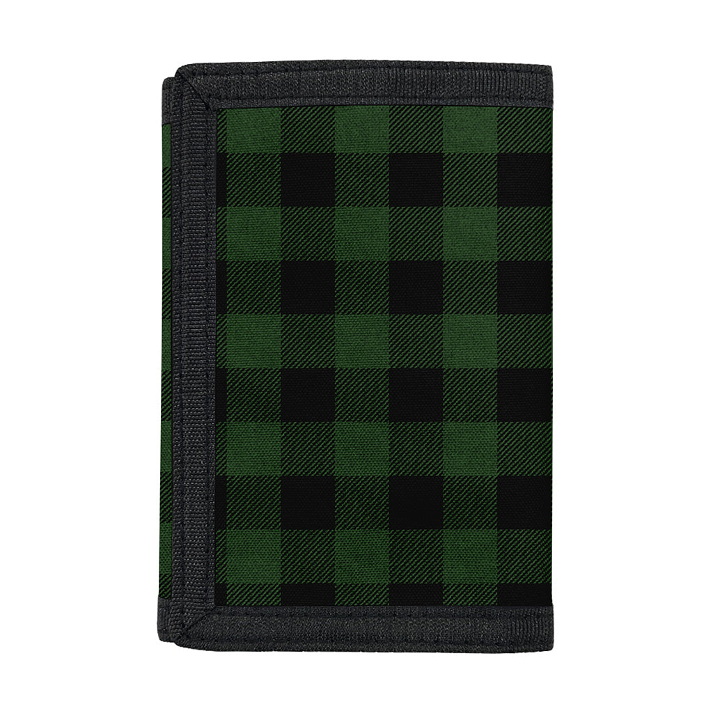 Green And Black Buffalo Plaid Print Trifold Wallet