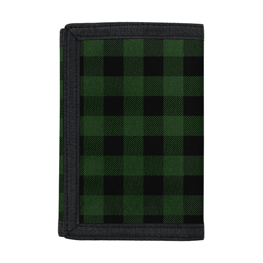 Green And Black Buffalo Plaid Print Trifold Wallet