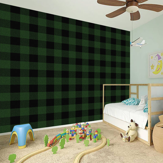 Green And Black Buffalo Plaid Print Wall Sticker