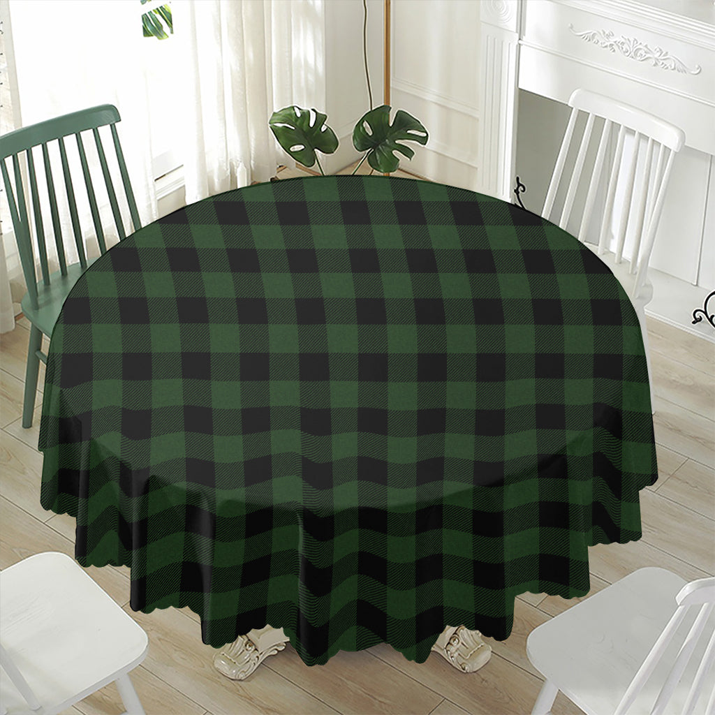 Green And Black Buffalo Plaid Print Waterproof Round Tablecloth