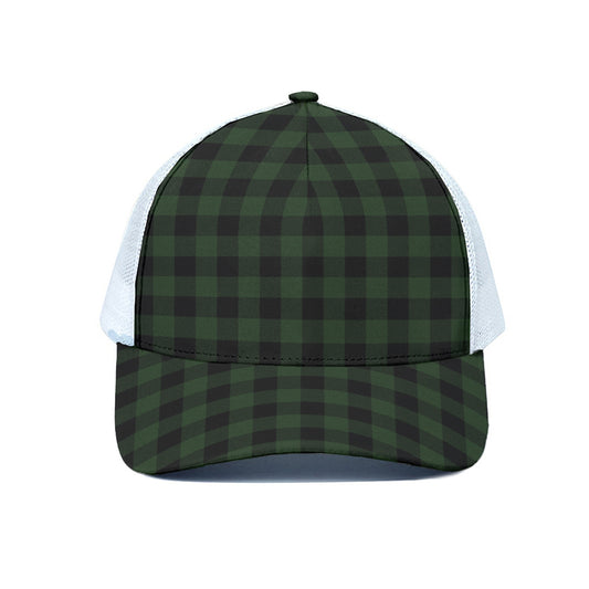 Green And Black Buffalo Plaid Print White Mesh Trucker Cap