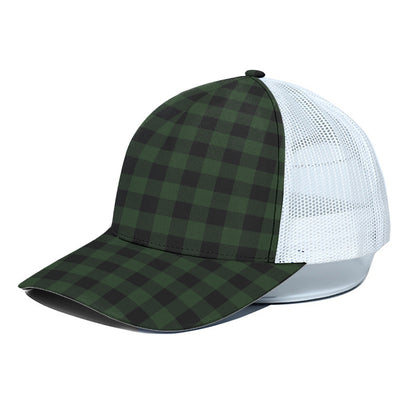 Green And Black Buffalo Plaid Print White Mesh Trucker Cap