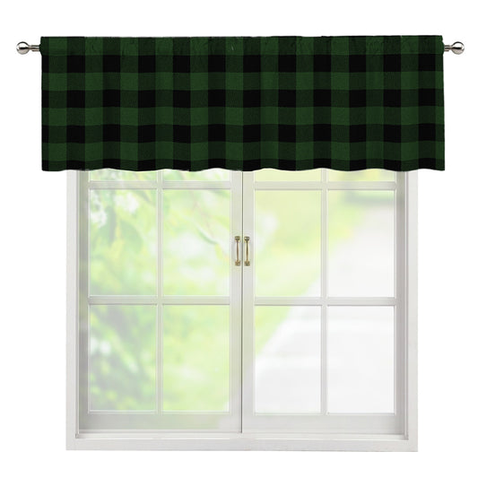 Green And Black Buffalo Plaid Print Window Valance