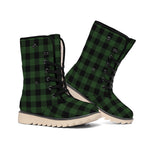 Green And Black Buffalo Plaid Print Winter Boots