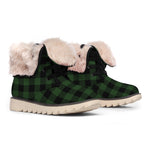 Green And Black Buffalo Plaid Print Winter Boots
