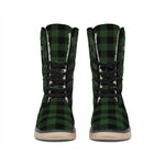 Green And Black Buffalo Plaid Print Winter Boots