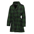 Green And Black Buffalo Plaid Print Women's Bathrobe