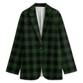 Green And Black Buffalo Plaid Print Women's Blazer