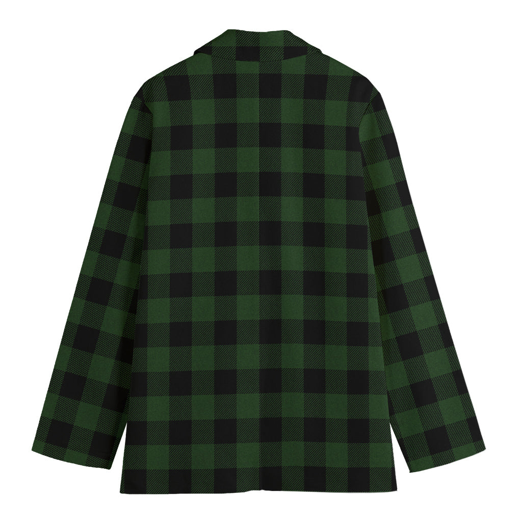 Green And Black Buffalo Plaid Print Women's Blazer