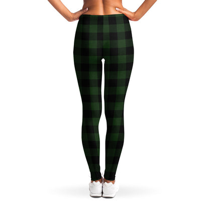 Green And Black Buffalo Plaid Print Women's Leggings