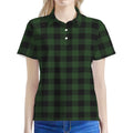 Green And Black Buffalo Plaid Print Women's Polo Shirt