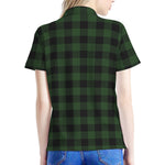 Green And Black Buffalo Plaid Print Women's Polo Shirt