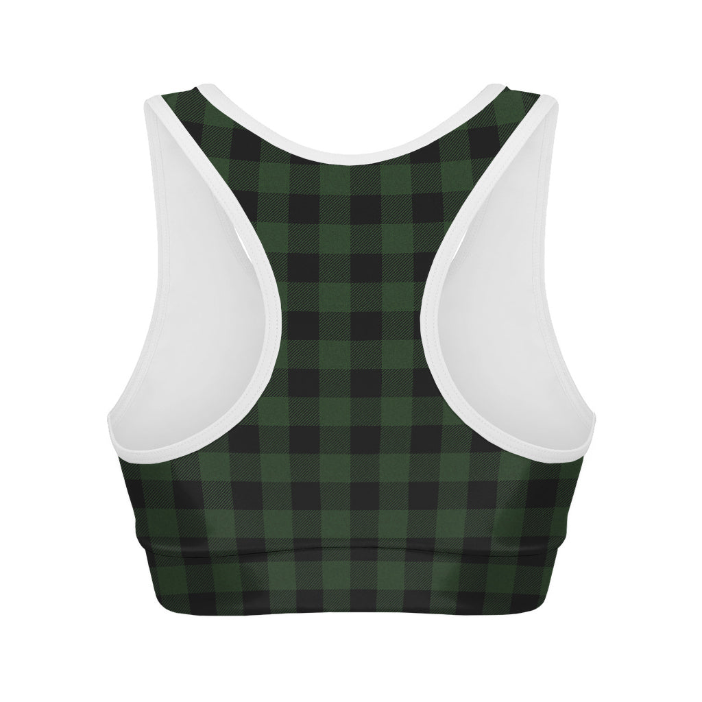 Green And Black Buffalo Plaid Print Women's Sports Bra