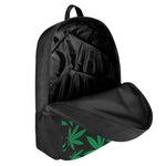 Green And Black Cannabis Leaf Print 17 Inch Backpack