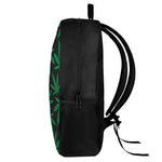 Green And Black Cannabis Leaf Print 17 Inch Backpack