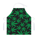 Green And Black Cannabis Leaf Print Adjustable Apron