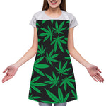 Green And Black Cannabis Leaf Print Adjustable Apron