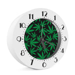 Green And Black Cannabis Leaf Print Alarm Clock