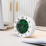 Green And Black Cannabis Leaf Print Alarm Clock