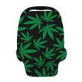 Green And Black Cannabis Leaf Print Baby Seat Cover