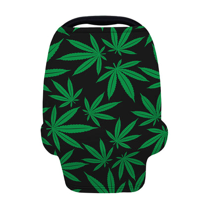 Green And Black Cannabis Leaf Print Baby Seat Cover