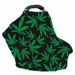 Green And Black Cannabis Leaf Print Baby Seat Cover