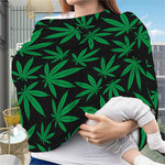 Green And Black Cannabis Leaf Print Baby Seat Cover