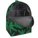 Green And Black Cannabis Leaf Print Backpack