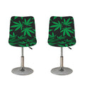 Green And Black Cannabis Leaf Print Bar Stool Covers