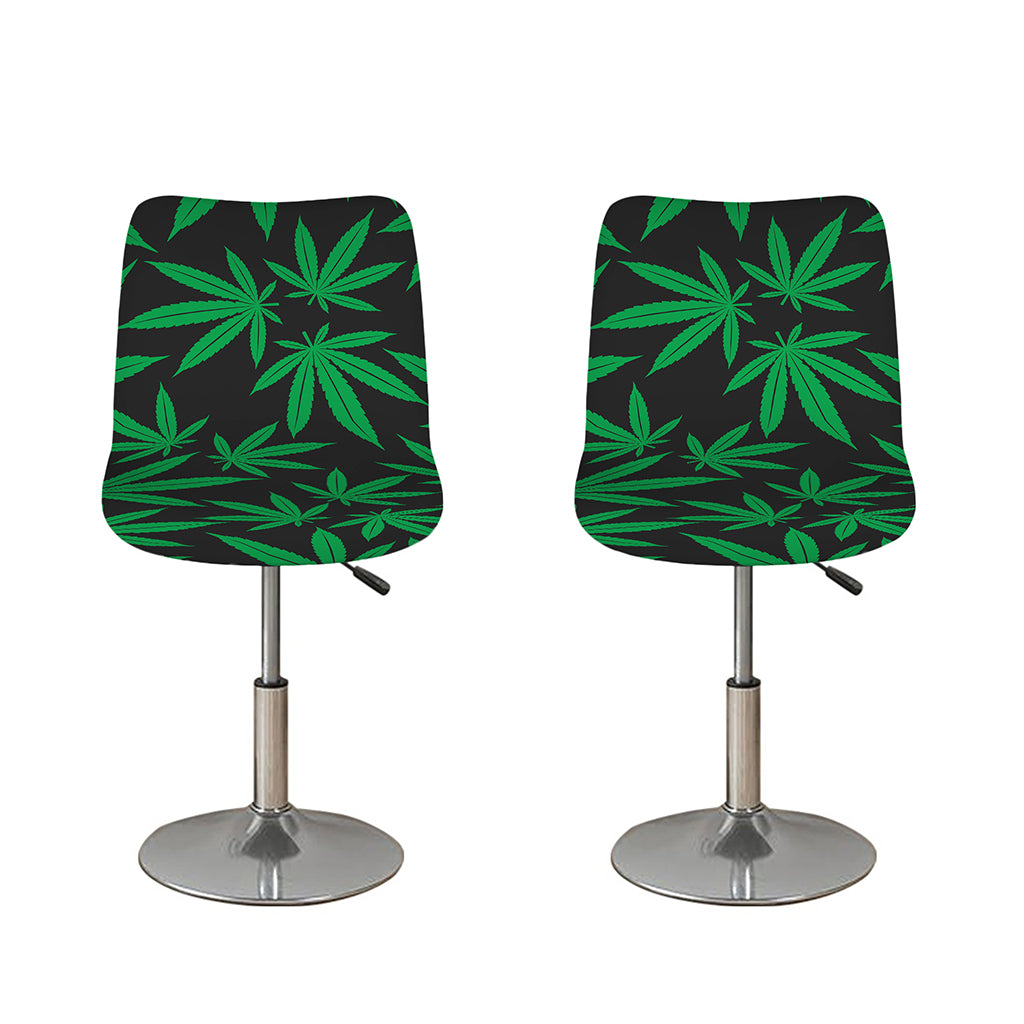 Green And Black Cannabis Leaf Print Bar Stool Covers