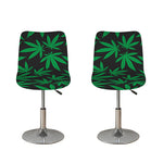Green And Black Cannabis Leaf Print Bar Stool Covers