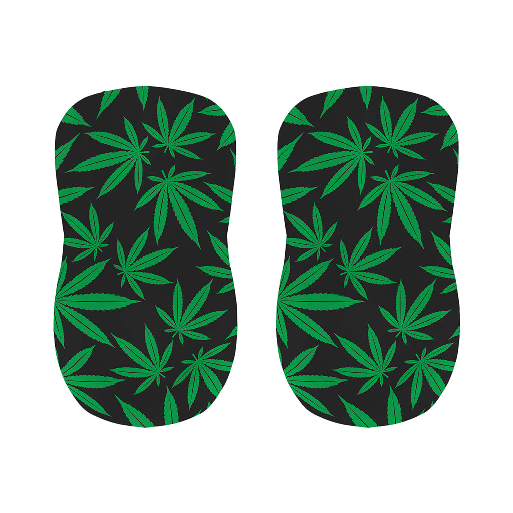 Green And Black Cannabis Leaf Print Bar Stool Covers