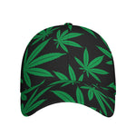 Green And Black Cannabis Leaf Print Baseball Cap