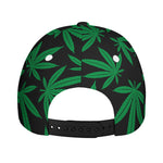 Green And Black Cannabis Leaf Print Baseball Cap