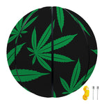 Green And Black Cannabis Leaf Print Basketball
