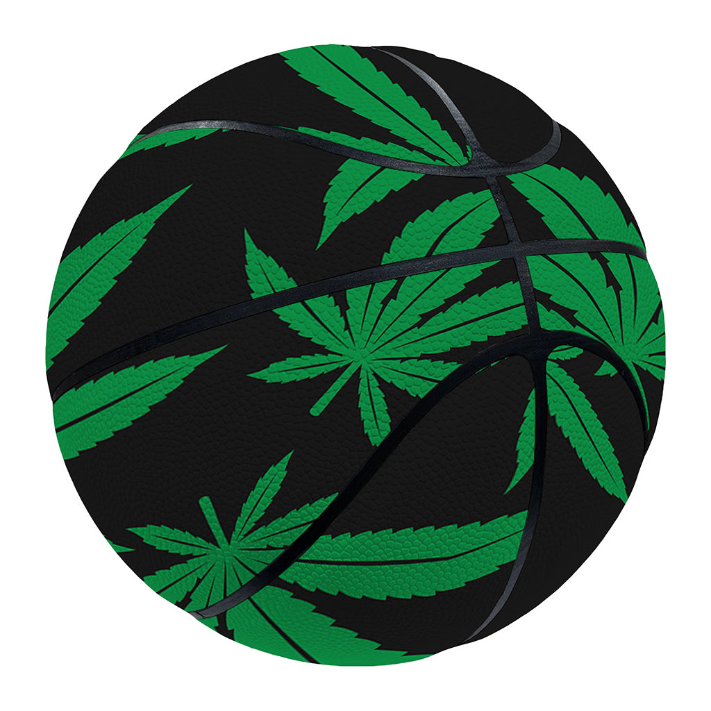 Green And Black Cannabis Leaf Print Basketball